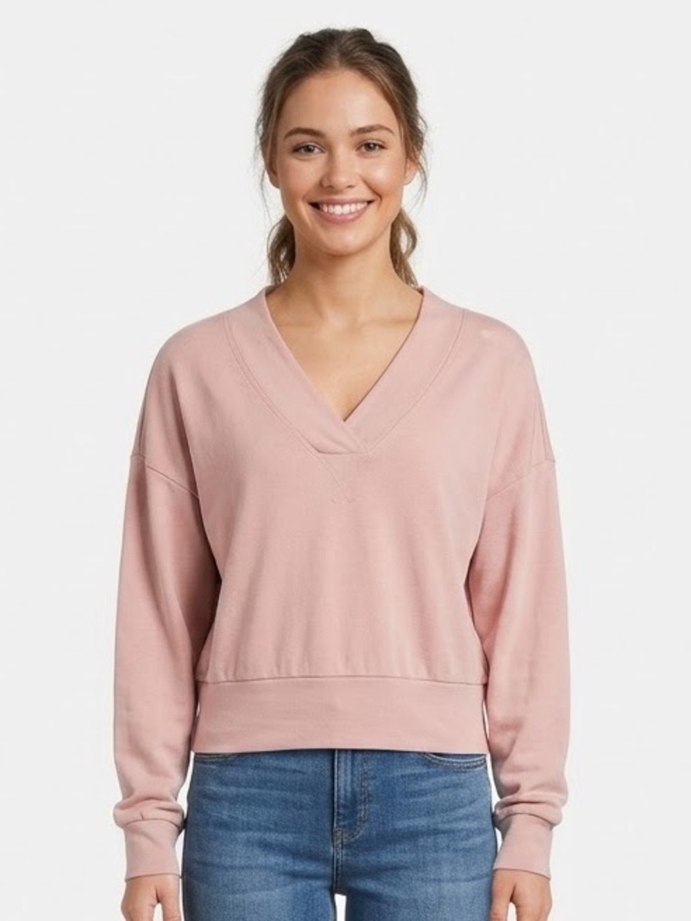 Old Navy Pink Bounce Fleece V-Neck Pullover Sweatshirt Size XS